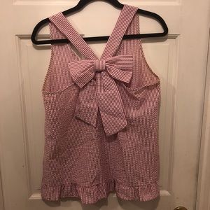 Seersucker bow back tank